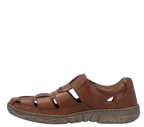 Sandale casual, barbati, RIEKER, ANTISTRESS, 03578-24 maro, piele naturala